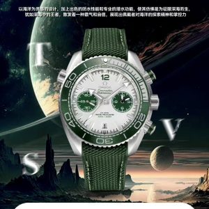 Tvs Production, Omega Seamaster Cosmic 600M Men's New Chronograph, Model 215.32.46.51.01.004 (45.5mm) Authentic 1:1 replica molded from the genuine original, matching all functions and appearance (3-position chronograph minute hand, dual-zero reset for both hands, 6-position chronograph,9 o'clock small seconds). Details: 1. Stainless steel case, gray dial, luminous hour markers and hands, dual sub-dials chronograph with date display, gray ceramic unidirectional rotating chronograph bezel, paired with gray sports bracelet and folding clasp. 2. Powered by the new 9900 automatic chronograph movement, featuring Omega's unique black balance wheel with Dual T anti-shock technology.Synchronized with the original, featuring an ultra-long 72-hour power reserve. All chronograph functions replicate the original's functionality. 3: The steel bracelet utilizes 316L stainless steel with CNC polishing. Complex craftsmanship, meticulously crafted. Dedicated to all watch enthusiasts, this perfect replica embodies the classic tempered by time—a tribute to the ocean. ｛TVS Pioneer Creation—Undoubtedly a Masterpiece｝